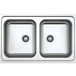Lavello da incasso 79x50cm 2 vasche acciaio inox Tearcrom