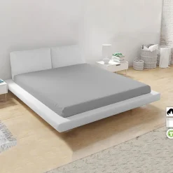 Lenzuolo oversize con angoli in cotone bio 180x200cm grigio Rolla