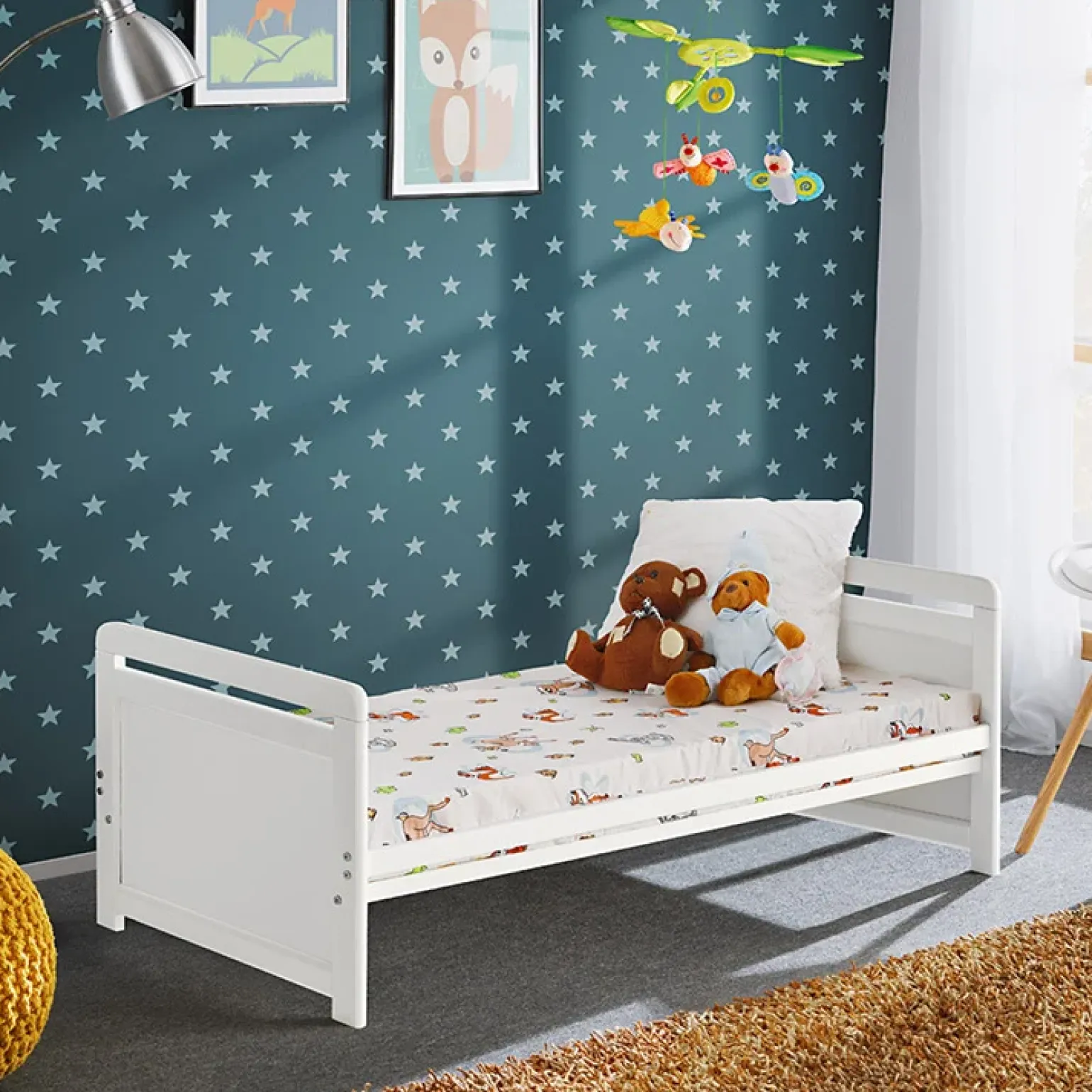 Lettino con materasso bambini neonati culla cassetto 67x124cm bianco Magic