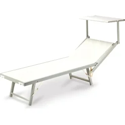 Lettino da giardino 59x186cm in textilene bianco Malaga