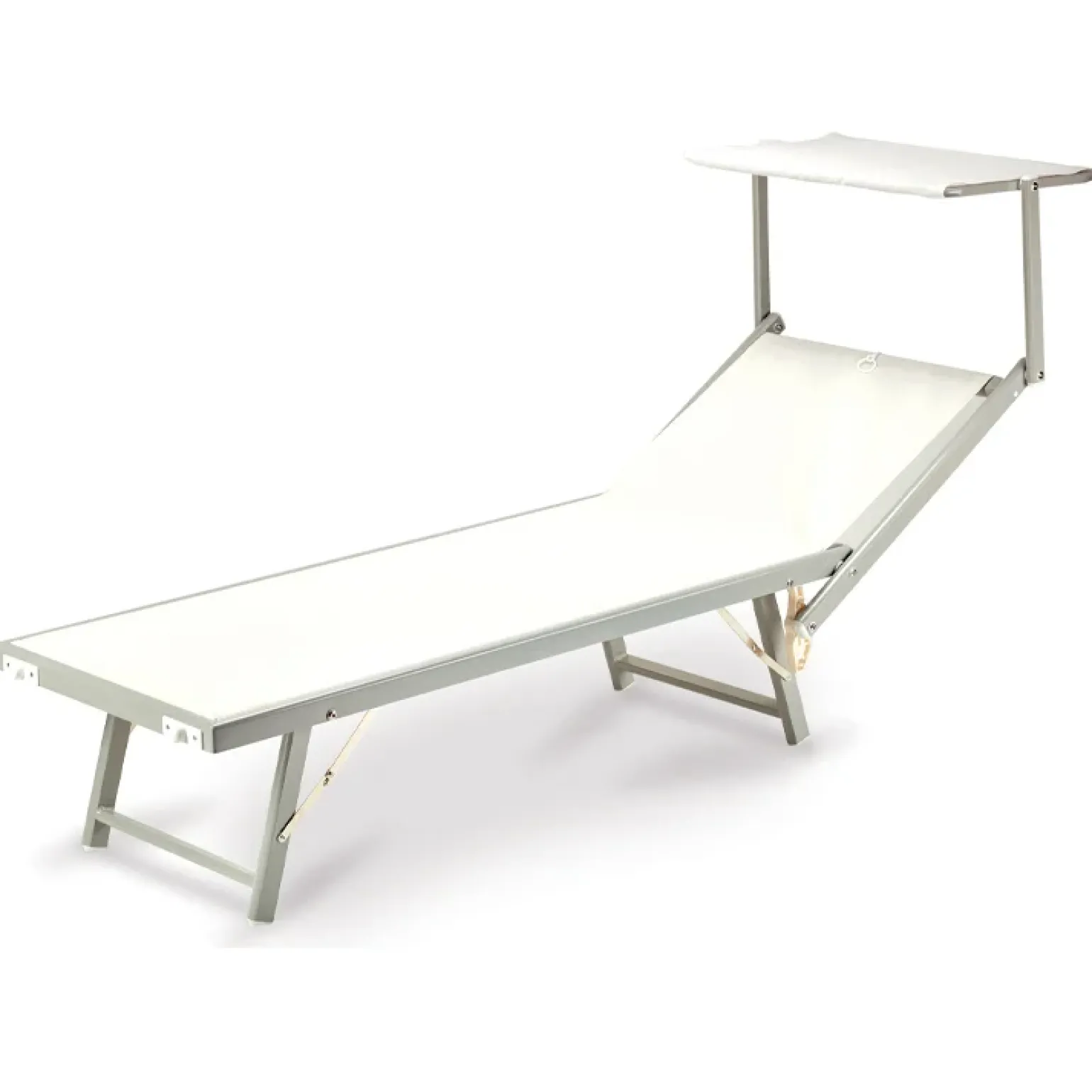 Lettino da giardino 59x186cm in textilene bianco Malaga