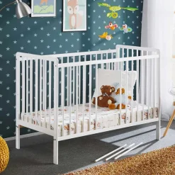 Lettino per bambini con materasso 65x124cm bianco Shine
