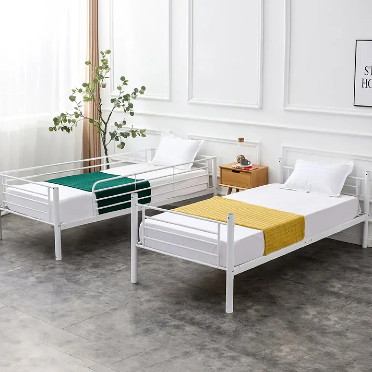 Letto a castello con 2 letti singoli 90x200cm bianco Rodin
