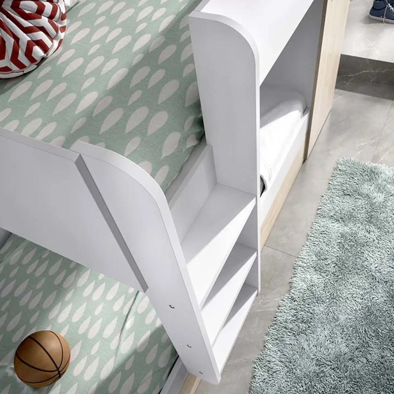 Letto a castello con armadio 244x126cm bianco rovere 3 letti Damian