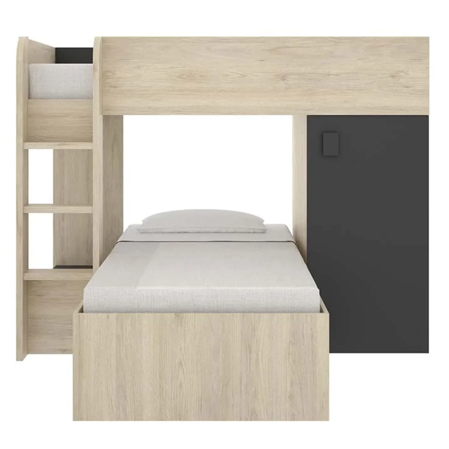 Letto a castello per bambini con armadio 255x112cm rovere grafite Sole