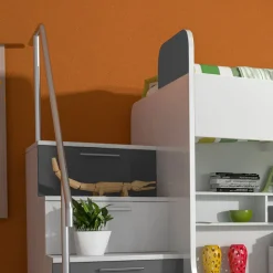 Letto a castello per bambini 254x120cm bianco grigio Enrico Gihome®