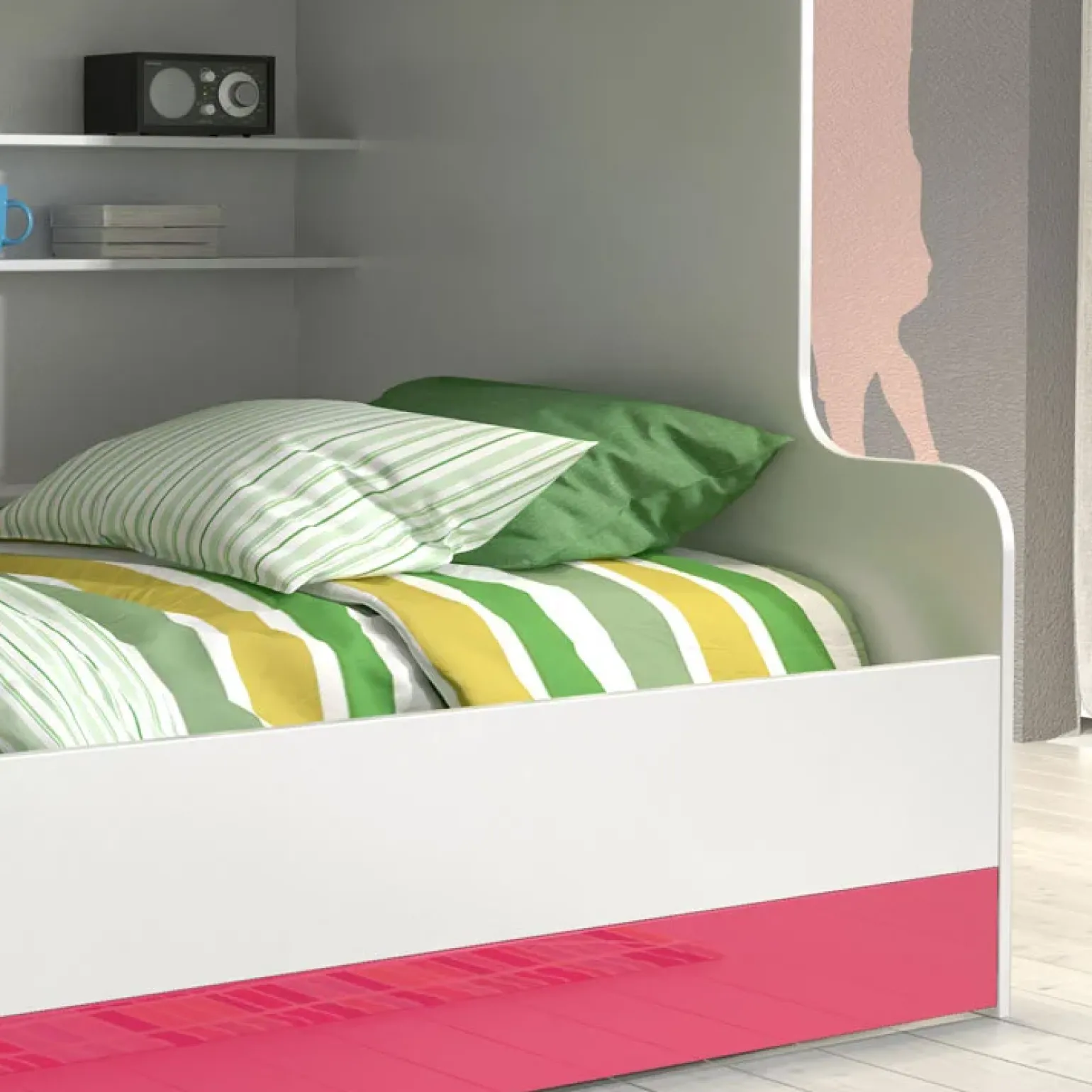 Letto a castello per bambini 254x120cm bianco rosa Enrico Gihome®