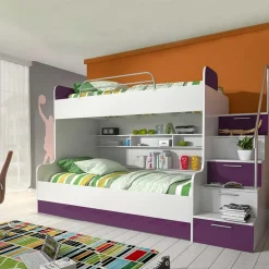 Letto a castello per bambini 254x120cm bianco viola Enrico Gihome®