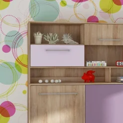 Letto a scomparsa orizzontale 90x200cm singolo con libreria rovere rosa Alvin Gihome®