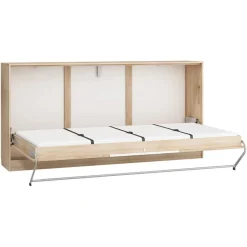 Letto a scomparsa orizzontale 90x200cm singolo rovere blu Alvin Gihome®