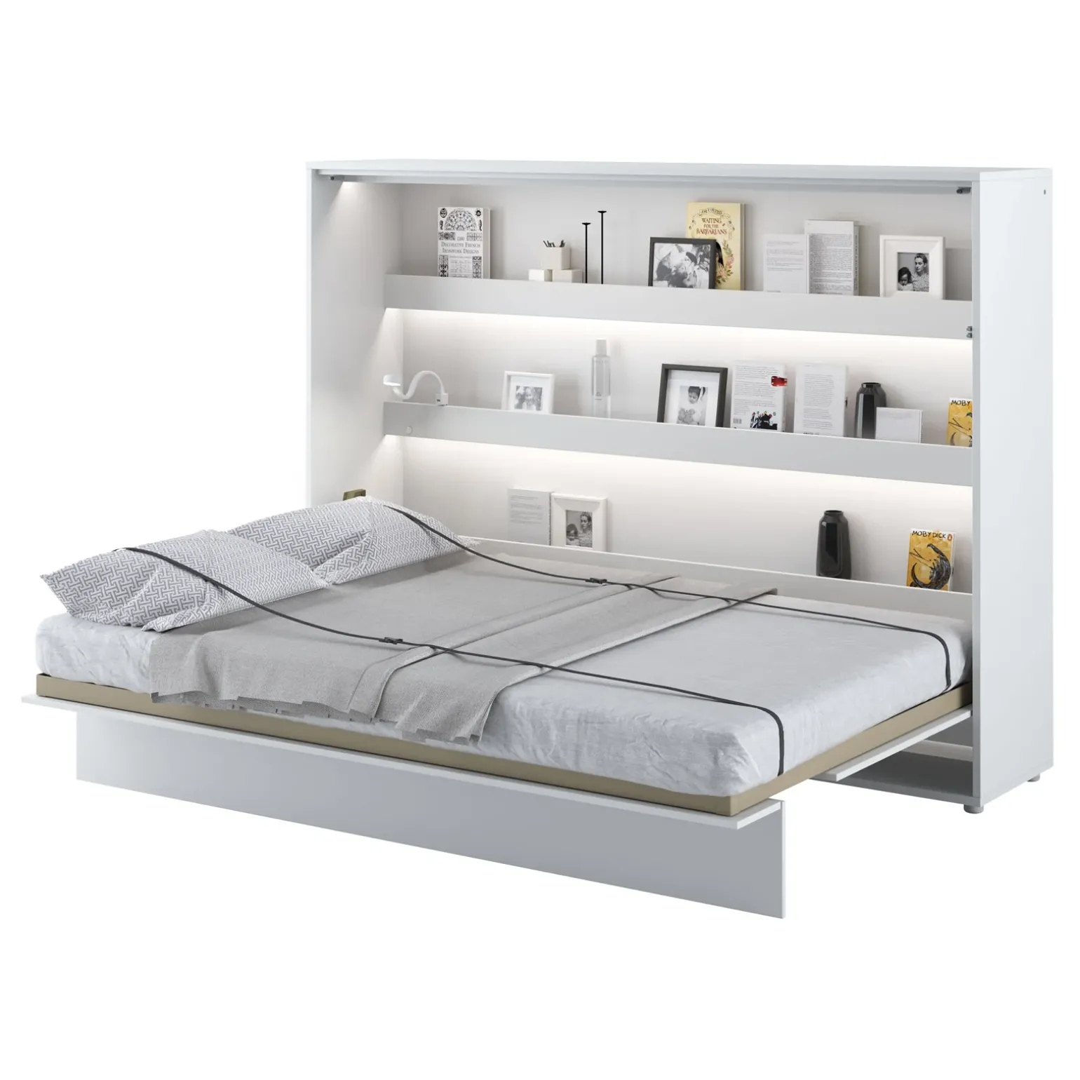 Letto a scomparsa orizzontale 140x200 cm alla francese bianco Camelio