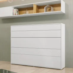 Letto a scomparsa orizzontale 140x200 cm alla francese bianco Camelio