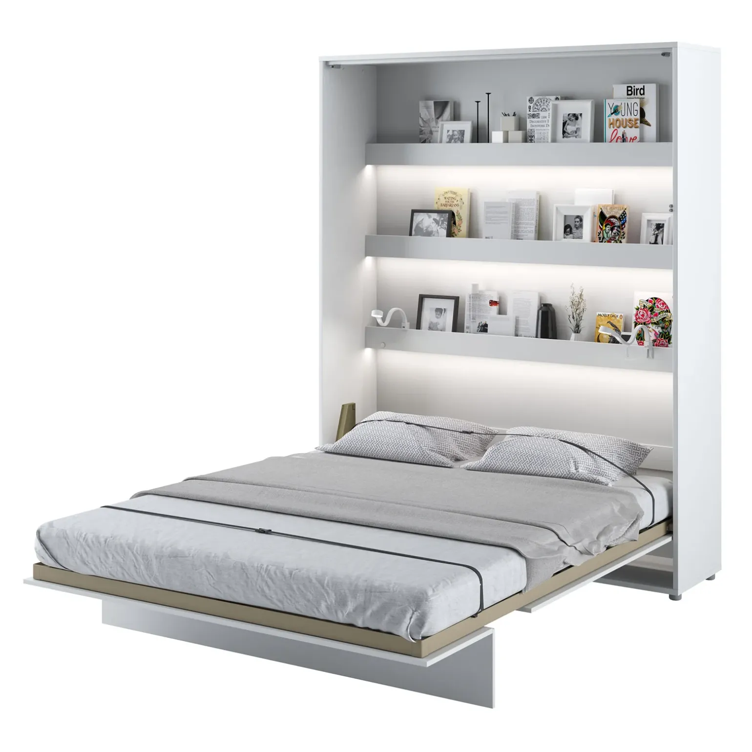Letto a scomparsa verticale 140x200 cm alla francese bianco Camelio