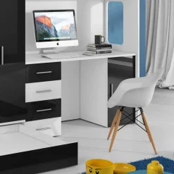 Letto a soppalco con armadio 324x180cm bianco nero 2 letti Diego Gihome®