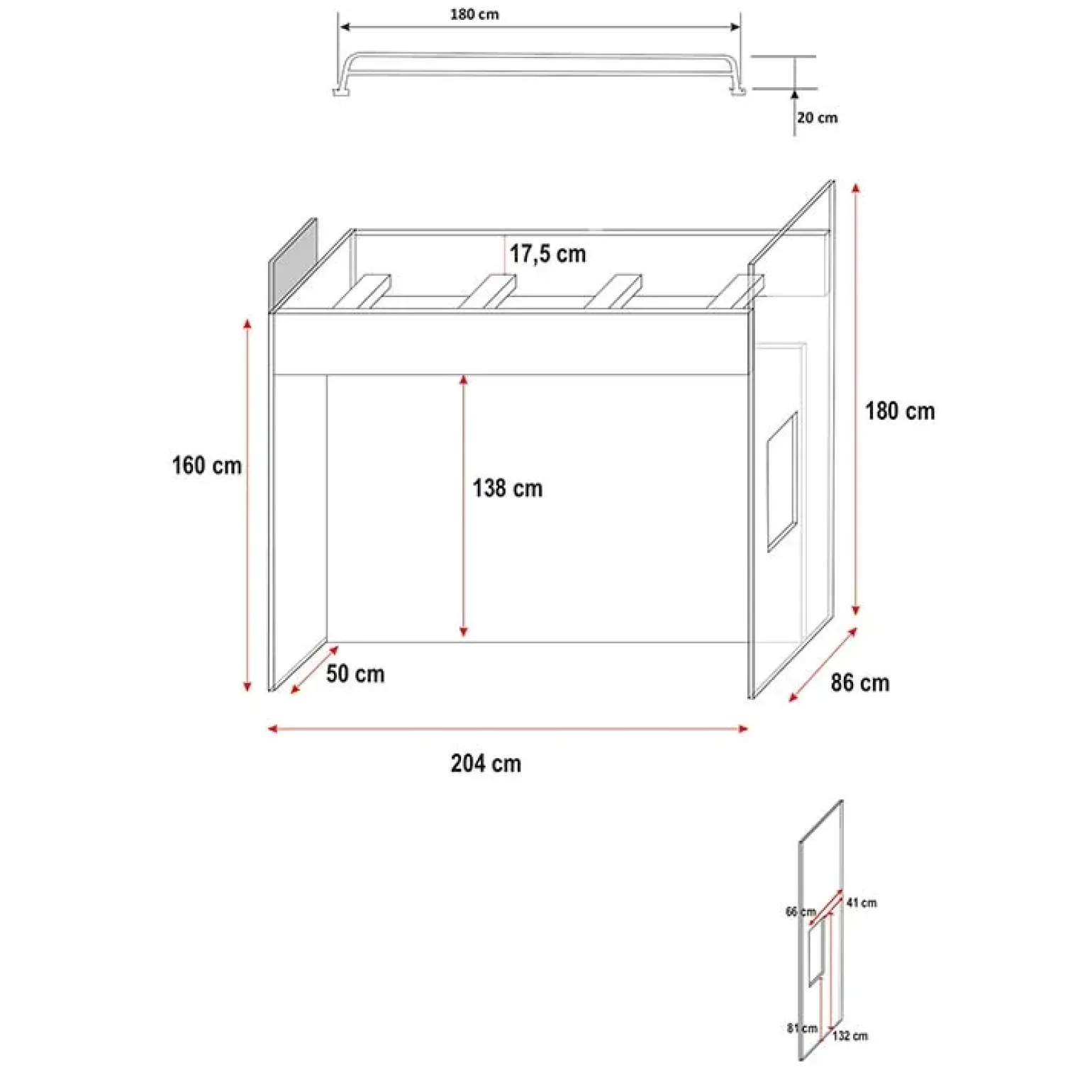 Letto a soppalco con armadio 254x120cm bianco Simone Gihome®