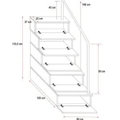 Letto a soppalco con armadio 254x120cm bianco Simone Gihome®