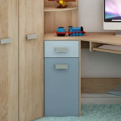 Letto a soppalco 204x120cm sinistra rovere blu Dollie Gihome®