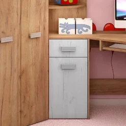 Letto a soppalco 204x120cm sinistra rovere miele bianco frassinato Dollie Gihome®