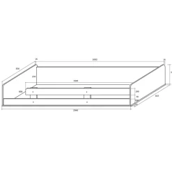 Letto a soppalco 204x120cm sinistra bianco pino grafite Dollie Gihome®