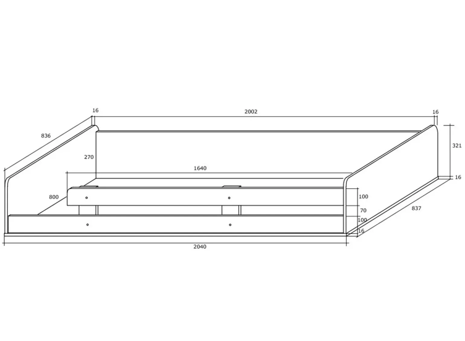 Letto a soppalco 204x120cm sinistra quercia bianco Dollie Gihome®