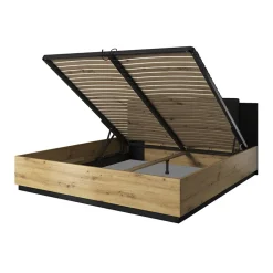 Letto alla francese contenitore 140x200cm rovere nero Vulcano
