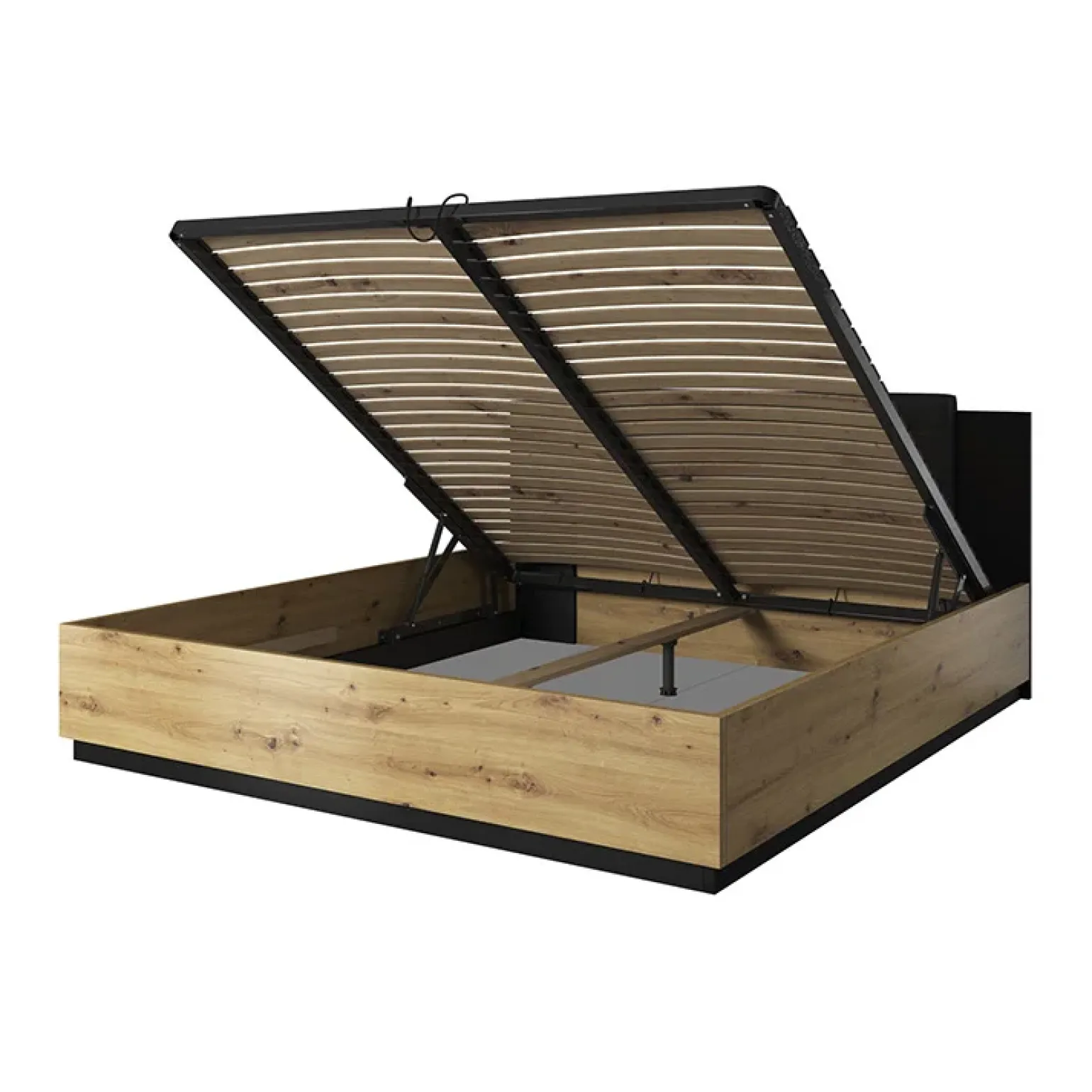 Letto alla francese contenitore 140x200cm rovere nero Vulcano