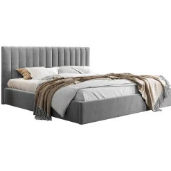 Letto alla francese 140x200 cm con rete contenitore imbottito grigio Orione