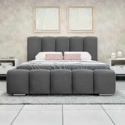 Letto alla francese 140x200 cm con rete contenitore imbottito grigio scuro Cometa