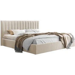 Letto alla francese 140x200 cm con rete contenitore imbottito beige Orione