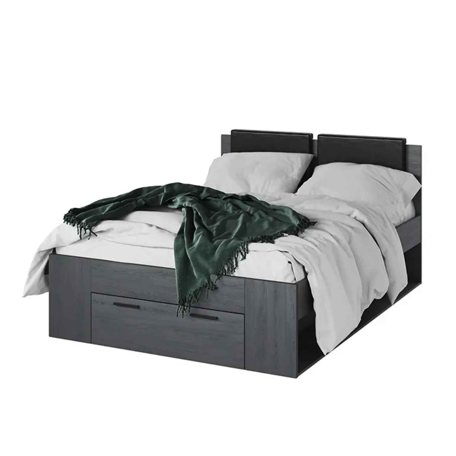 Letto alla francese 140x200cm con cassettone e vani laterali ossido Cortina Gihome®