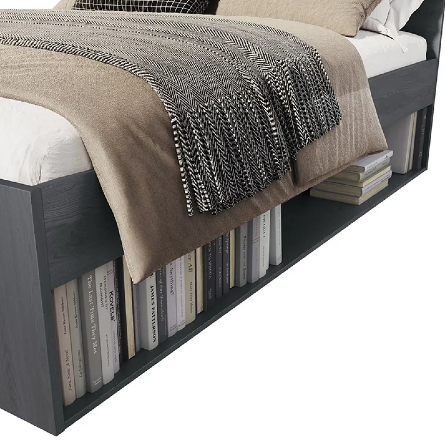 Letto alla francese 140x200cm con cassettone e vani laterali ossido Cortina Gihome®