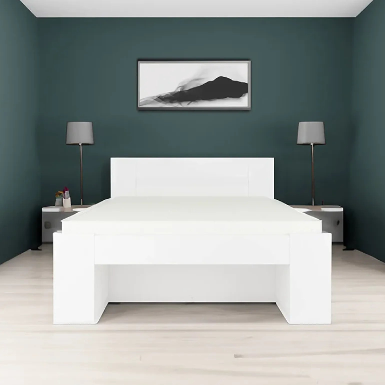 Letto alla francese 140x200cm contenitore bianco Aurora