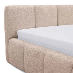 Letto alla francese 140x200cm con rete contenitore imbottito tessuto bouclé rosa Aluna