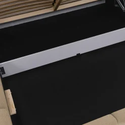 Letto alla francese 140x200cm con rete contenitore imbottito beige scuro Aluna