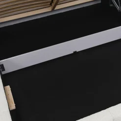 Letto alla francese 140x200cm con rete contenitore imbottito tessuto bouclé bianco Aluna