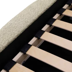 Letto alla francese 140x200cm con rete contenitore imbottito tessuto bouclé beige Aluna