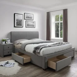 Letto alla francese 140x200cm in tessuto grigio Mestre Gihome®