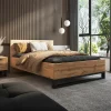 Letto alla francese 140x200cm rovere metallo nero Petra