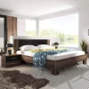 Letto 180/200cm oversize con comodini quercia scuro nero Lisa Gihome®