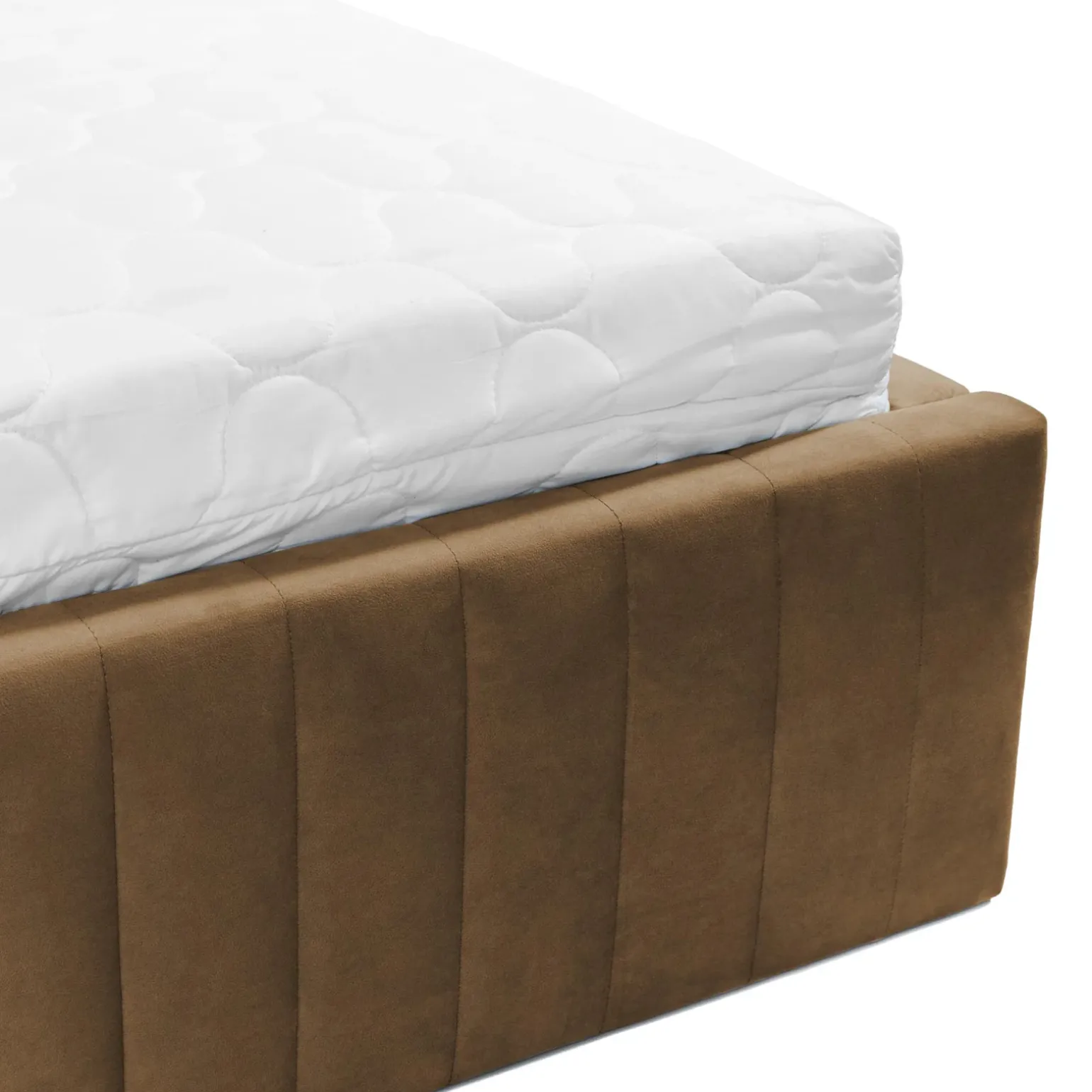 Letto contenitore alla francese 140x200cm imbottito velluto tortora Poffi
