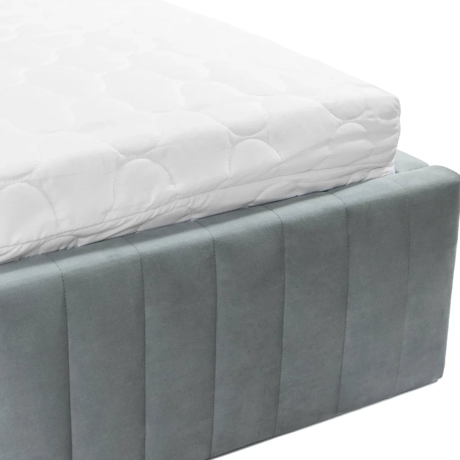 Letto contenitore alla francese 140x200cm imbottito velluto grigio Poffi