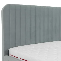 Letto contenitore alla francese 140x200cm imbottito velluto grigio Poffi