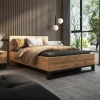 Letto contenitore alla francese 140x200cm rovere metallo nero Petra