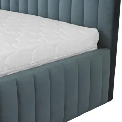 Letto contenitore alla francese 140x200cm imbottito velluto grigio scuro Poffi