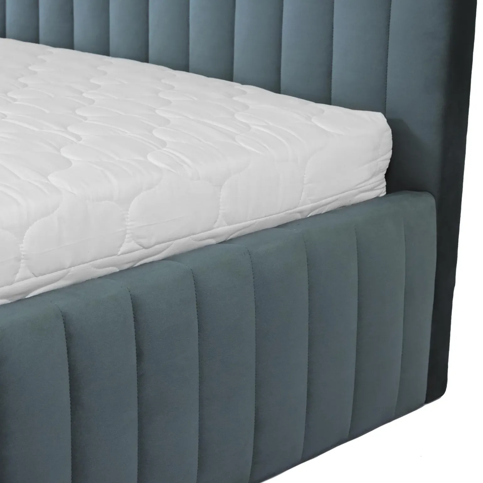 Letto contenitore alla francese 140x200cm imbottito velluto grigio scuro Poffi