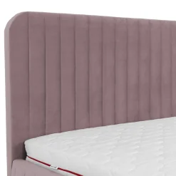 Letto contenitore alla francese 140x200cm imbottito velluto rosa Poffi