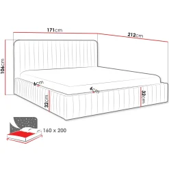 Letto contenitore matrimoniale 160x200 imbottito velluto rosa Poffi