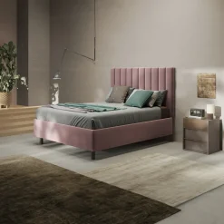 Letto contenitore matrimoniale 160x195 imbottito tessuto rosa CozyCubby