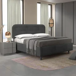 Letto contenitore matrimoniale 160x195cm imbottito tessuto antracite DreamLift