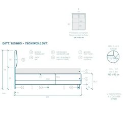 Letto contenitore matrimoniale 160x195 imbottito tessuto petrolio ZenZone